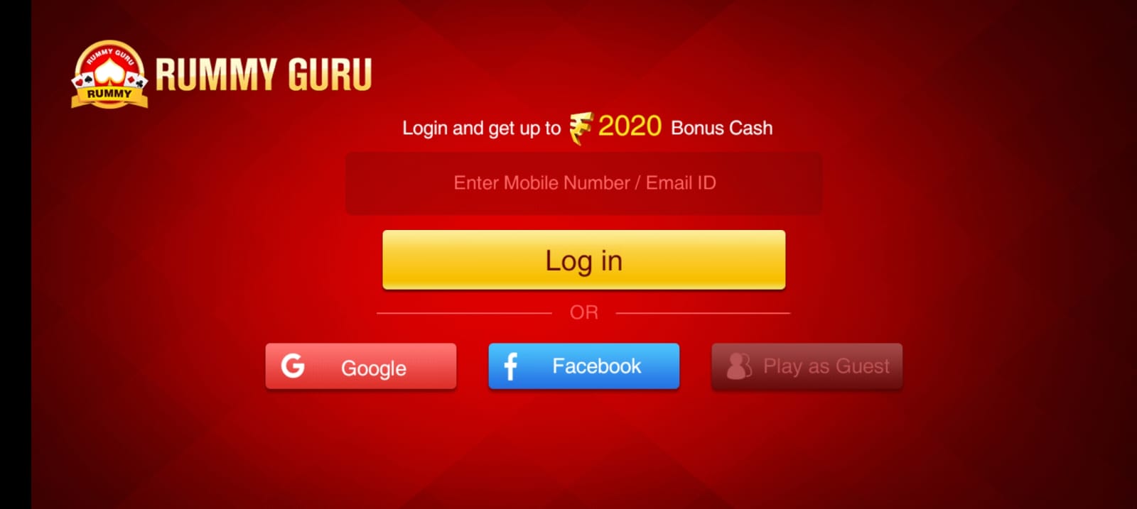 Create Account In Rummy Guru App