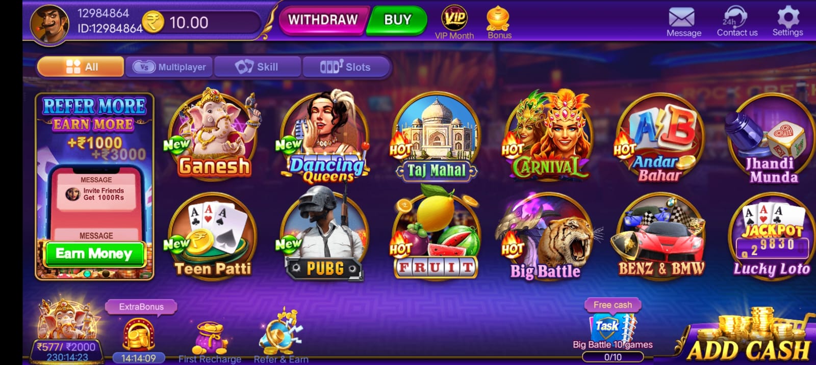 Available Games on Royal Slots App