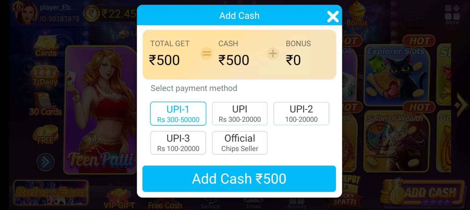 How To Add Cash In Master Teen Patti ?