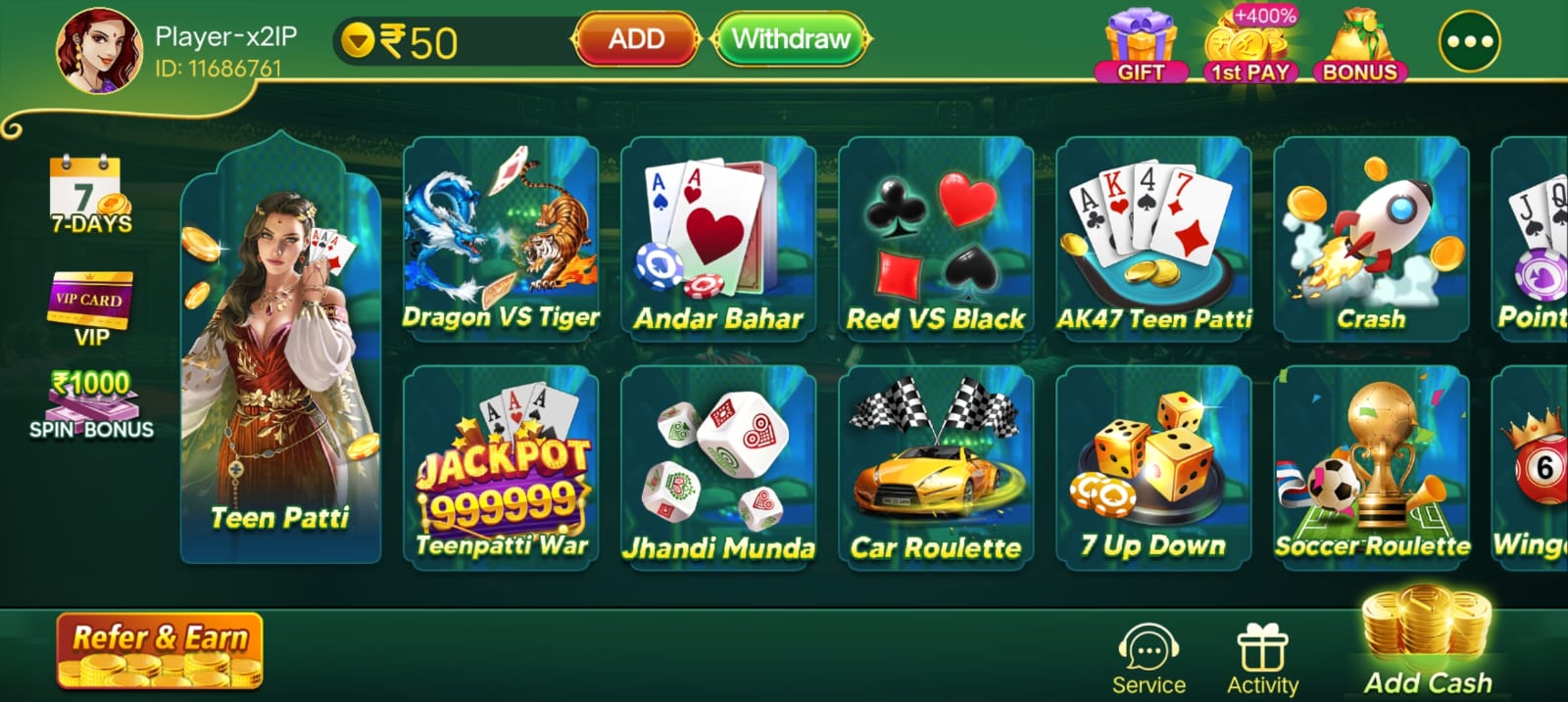 Game’s Available To Play At Teen Patti Epic Apk